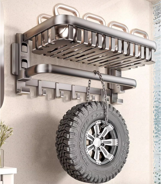 Porte-Serviettes Mural 60cm – Fixation Ultra-Puissante à 4 Ventouses