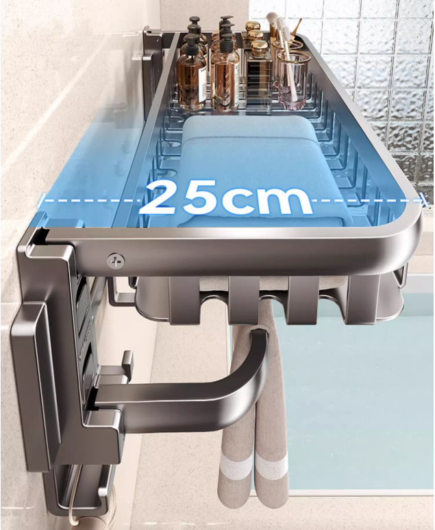 fb 🛁 Porte-Serviettes Mural 60cm – Fixation Ultra-Puissante à 4 Ventouses